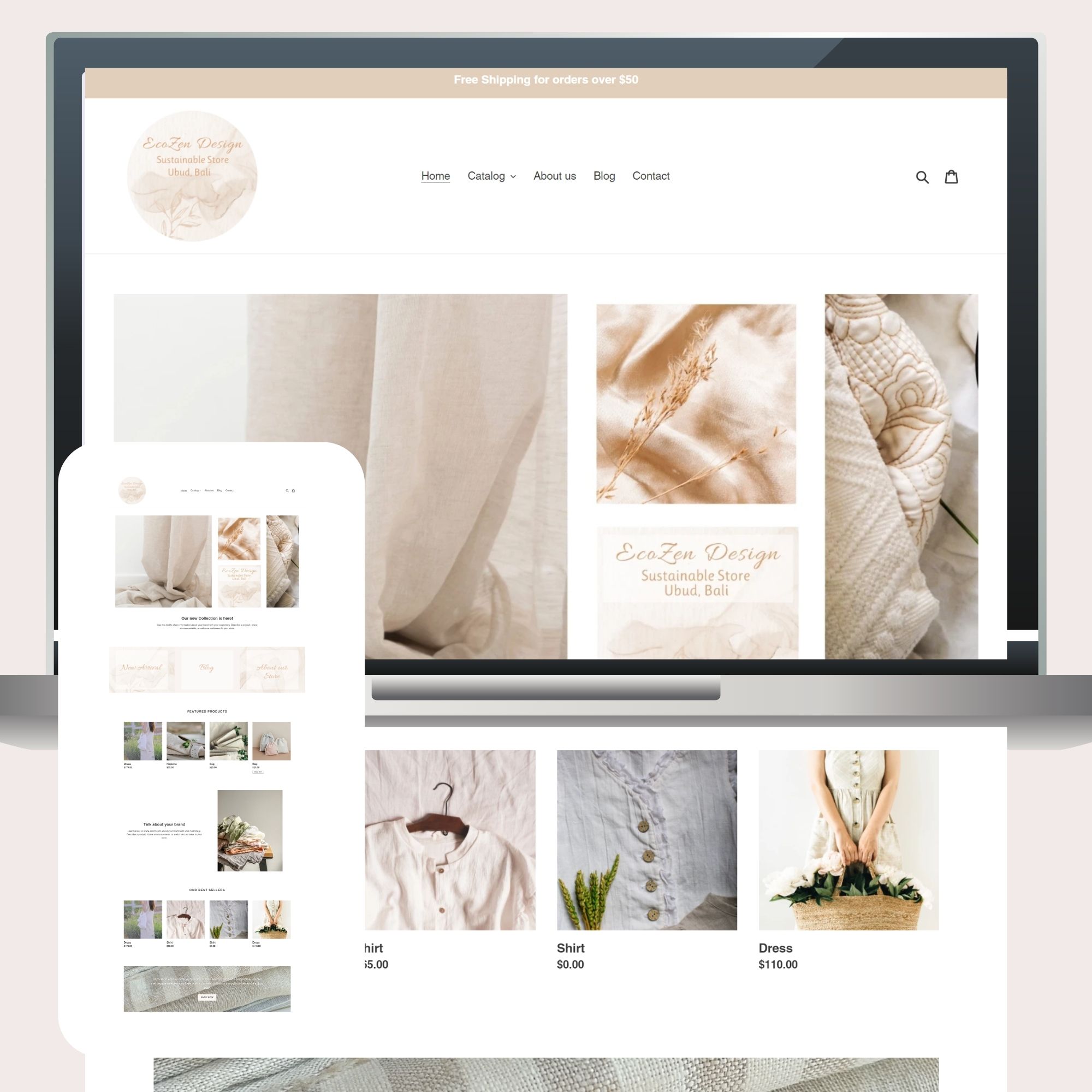 Shopify Theme-Beige-Rose Neutral Template